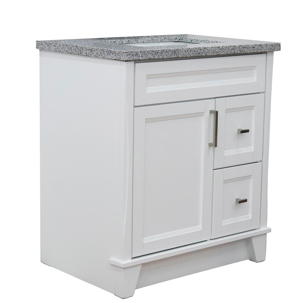 Bellaterra Terni 31" Single Vanity, White, Gray Granite Top/Rectangle Sink