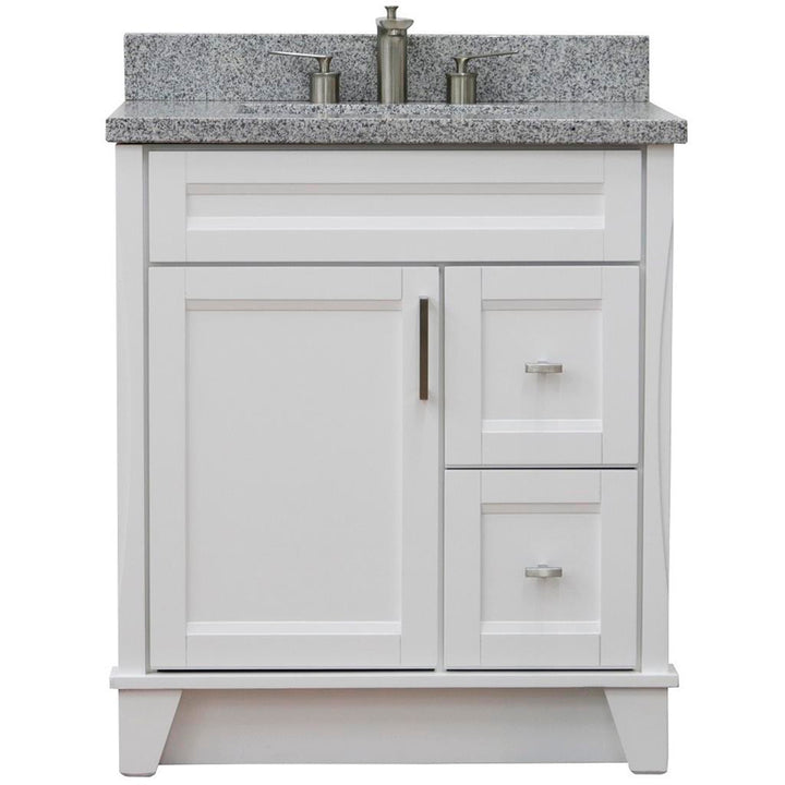 Bellaterra Terni 31" Single Vanity, White, Gray Granite Top/Rectangle Sink