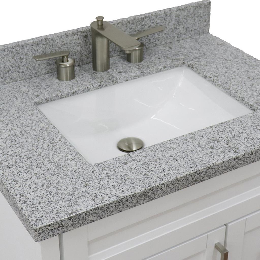 Bellaterra Terni 31" Single Vanity, White, Gray Granite Top/Rectangle Sink