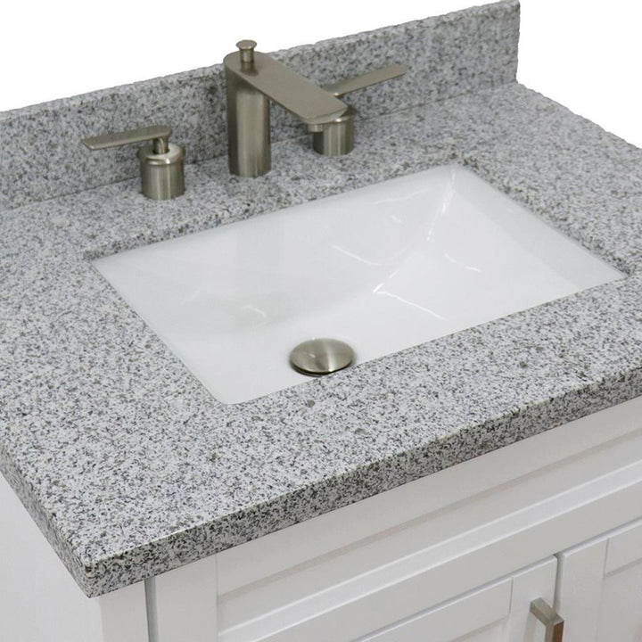 Bellaterra Terni 31" Single Vanity, White, Gray Granite Top/Rectangle Sink