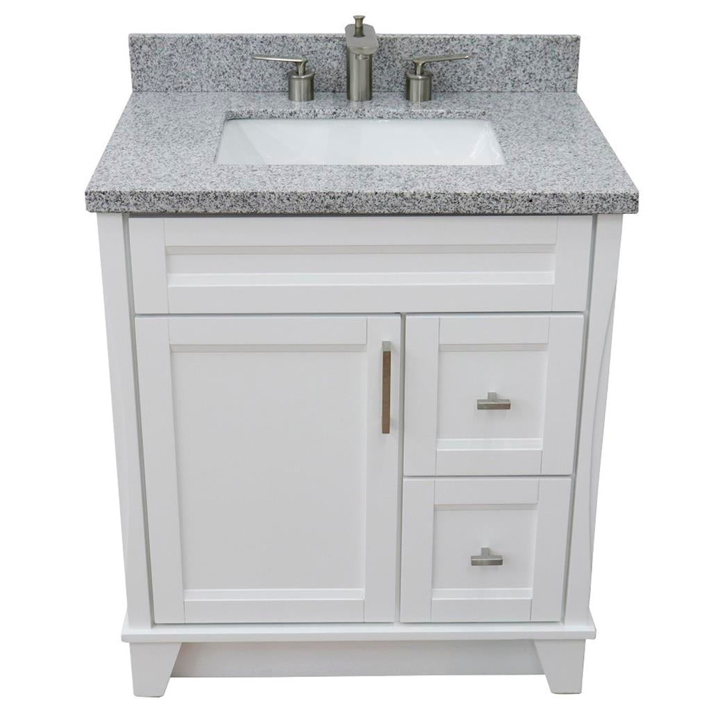 Bellaterra Terni 31" Single Vanity, White, Gray Granite Top/Rectangle Sink