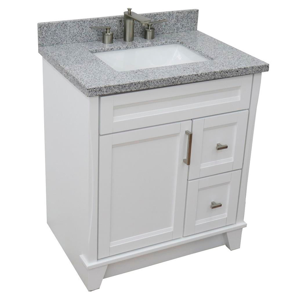 Bellaterra Terni 31" Single Vanity, White, Gray Granite Top/Rectangle Sink