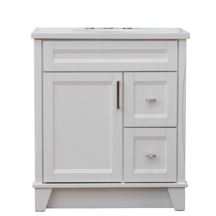 Bellaterra Terni 31" Single Vanity, White, White Quartz Top/Oval Sink