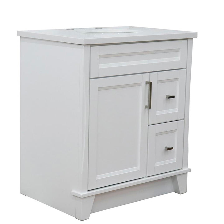 Bellaterra Terni 31" Single Vanity, White, White Quartz Top/Oval Sink