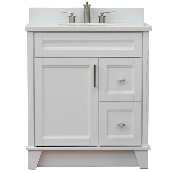 Bellaterra Terni 31" Single Vanity, White, White Quartz Top/Oval Sink