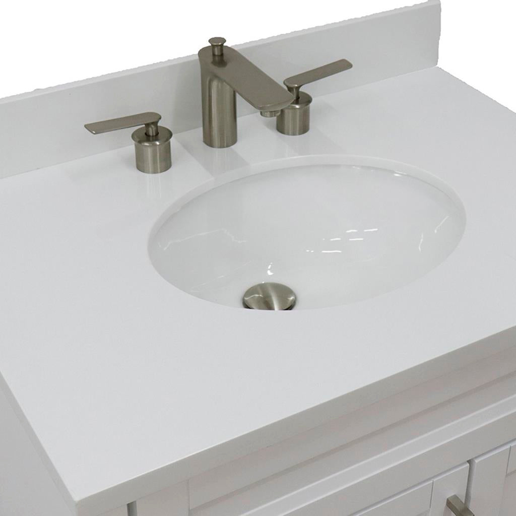 Bellaterra Terni 31" Single Vanity, White, White Quartz Top/Oval Sink