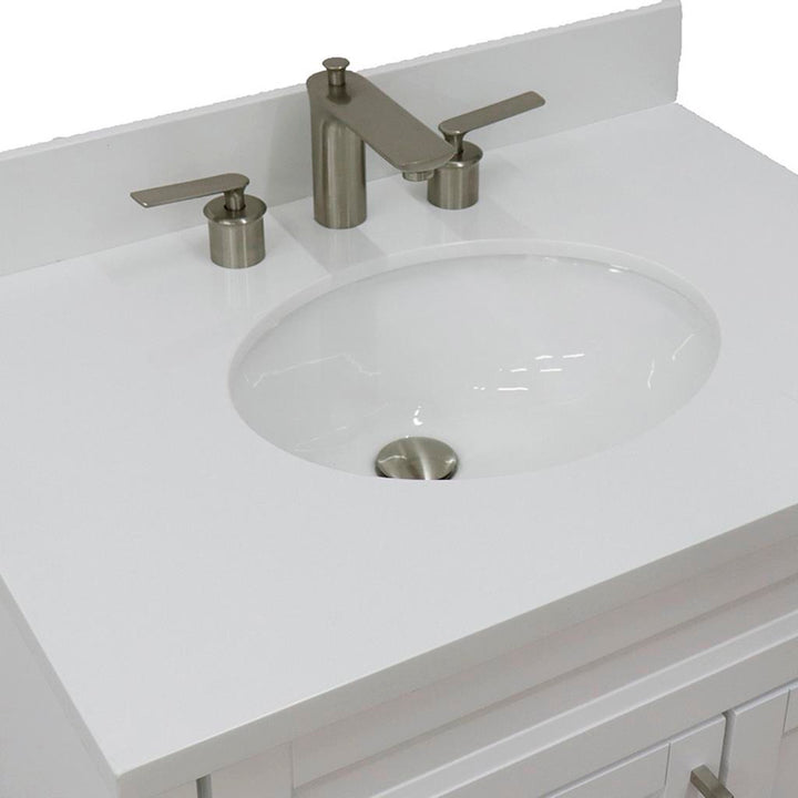 Bellaterra Terni 31" Single Vanity, White, White Quartz Top/Oval Sink