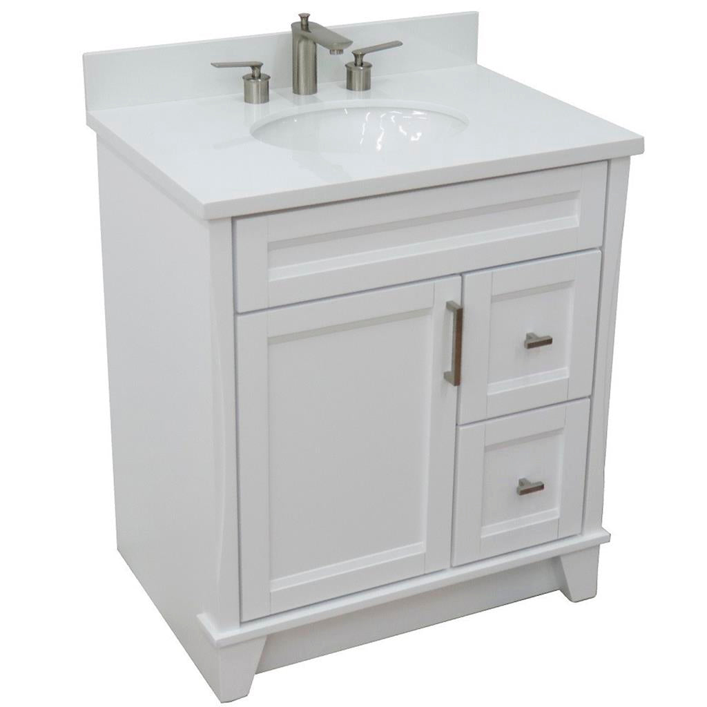 Bellaterra Terni 31" Single Vanity, White, White Quartz Top/Oval Sink