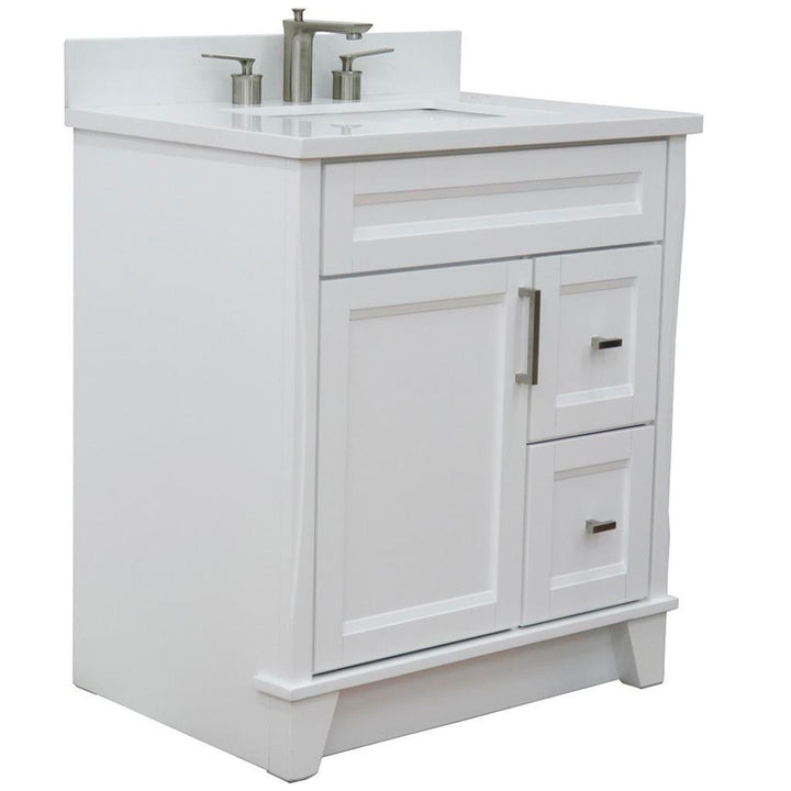 Bellaterra Terni 31" Single Vanity, White, White Quartz Top/Rectangle Sink