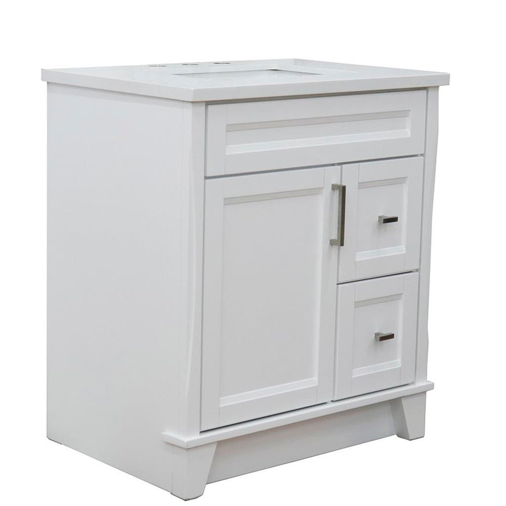 Bellaterra Terni 31" Single Vanity, White, White Quartz Top/Rectangle Sink