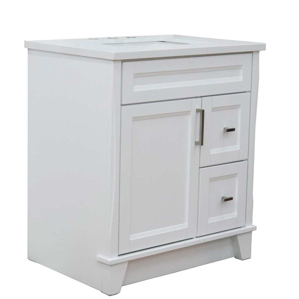 Bellaterra Terni 31" Single Vanity, White, White Quartz Top/Rectangle Sink