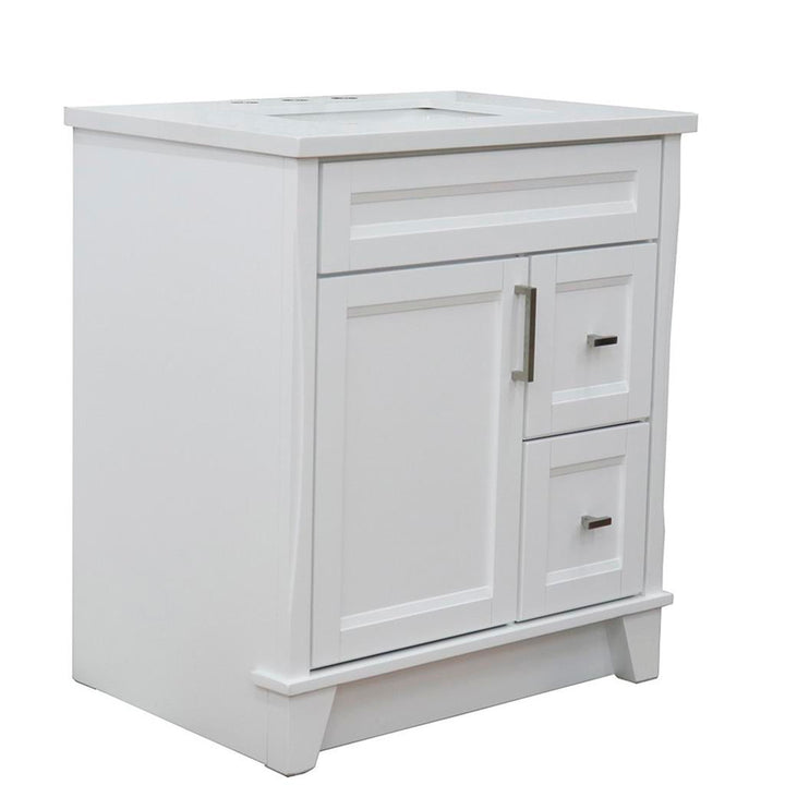 Bellaterra Terni 31" Single Vanity, White, White Quartz Top/Rectangle Sink