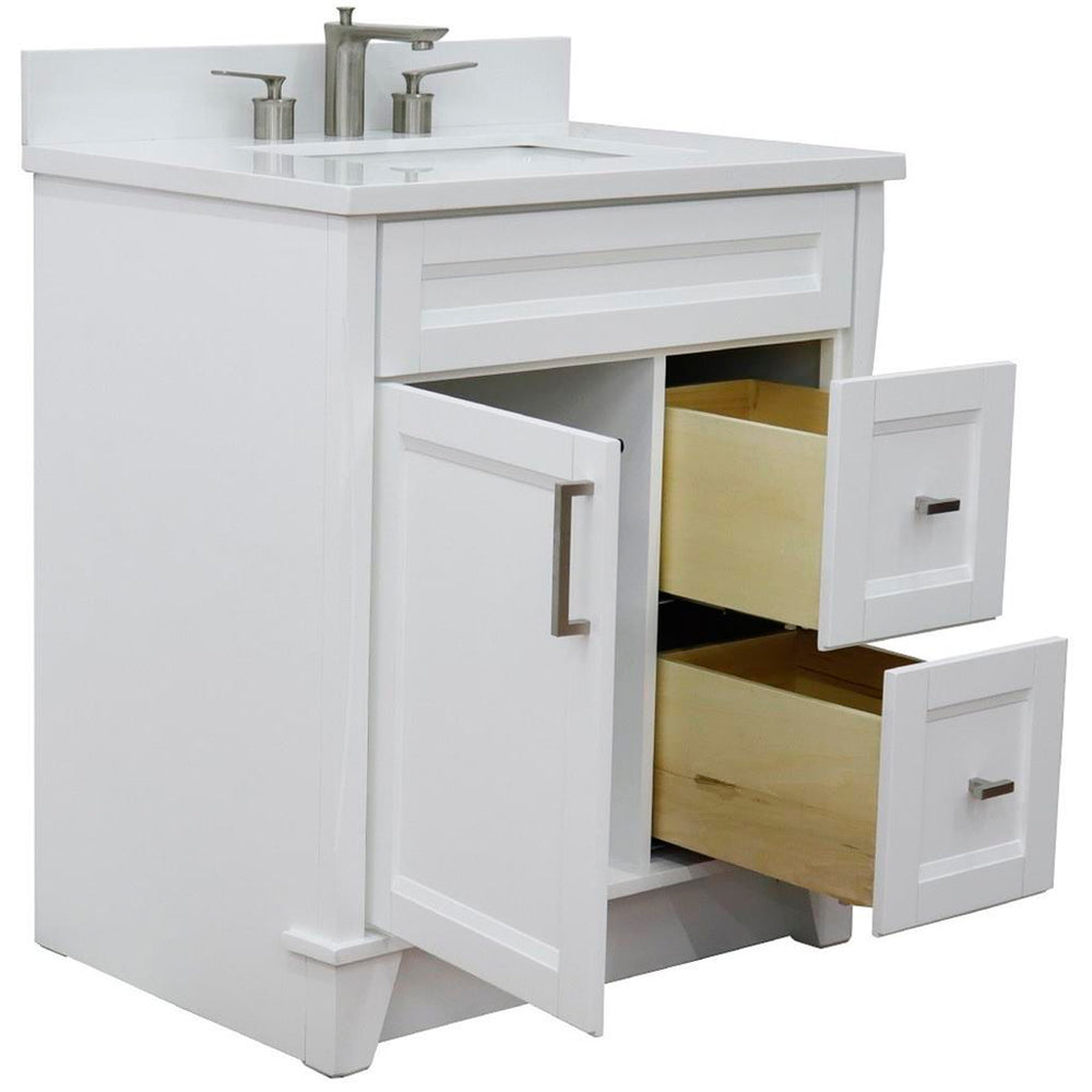 Bellaterra Terni 31" Single Vanity, White, White Quartz Top/Rectangle Sink