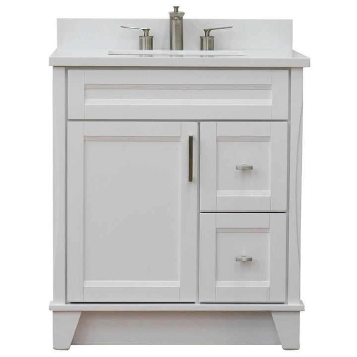 Bellaterra Terni 31" Single Vanity, White, White Quartz Top/Rectangle Sink