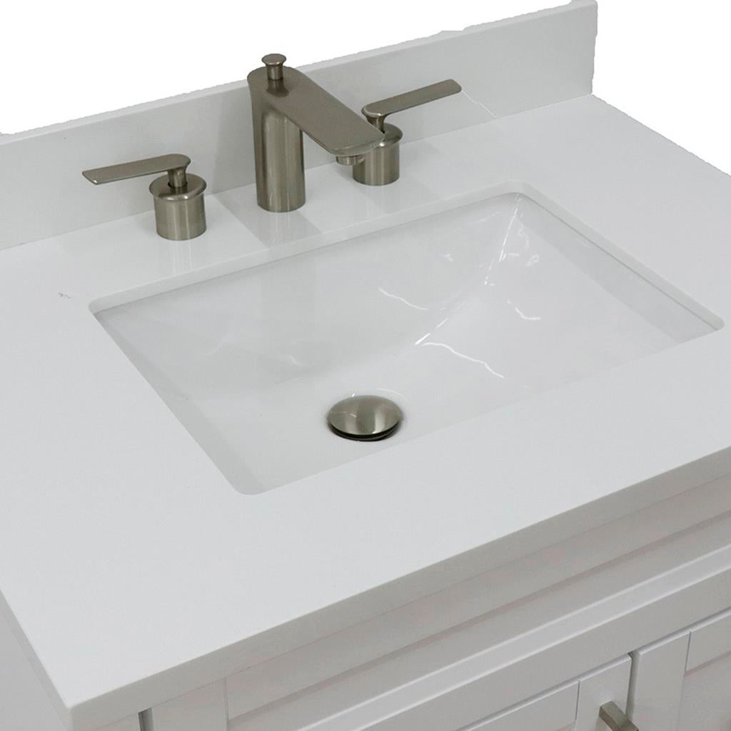 Bellaterra Terni 31" Single Vanity, White, White Quartz Top/Rectangle Sink