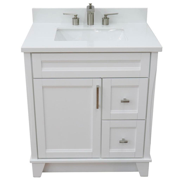 Bellaterra Terni 31" Single Vanity, White, White Quartz Top/Rectangle Sink