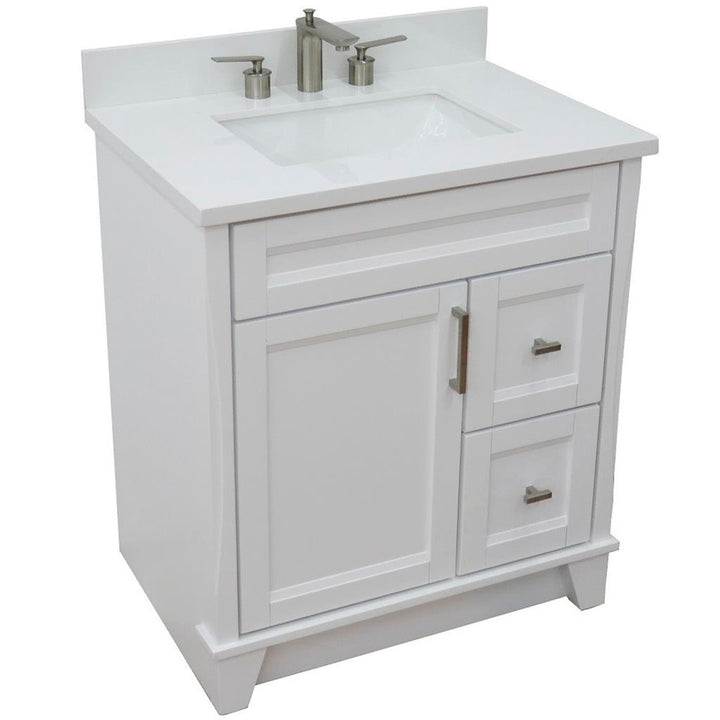 Bellaterra Terni 31" Single Vanity, White, White Quartz Top/Rectangle Sink