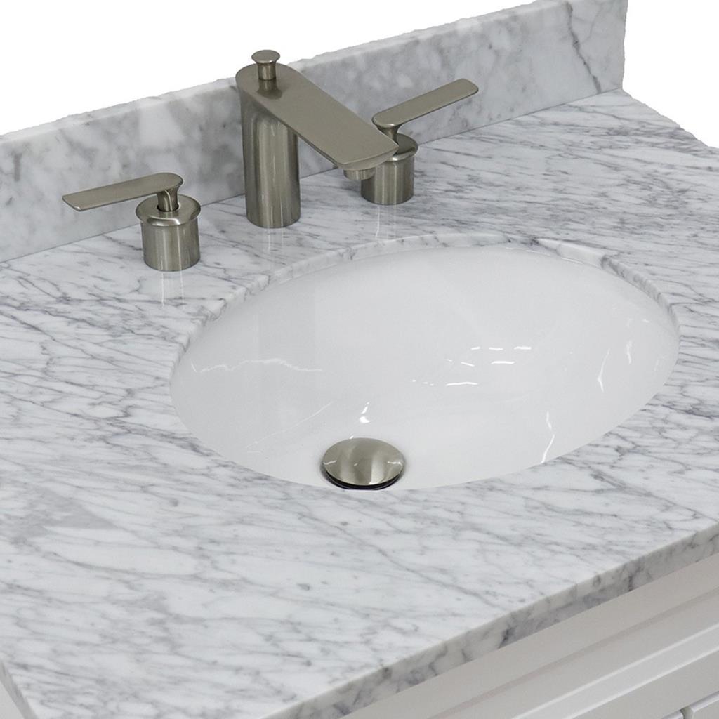 Bellaterra Terni 31" Single Vanity, White, White Carrara Marble Top/Oval Sink