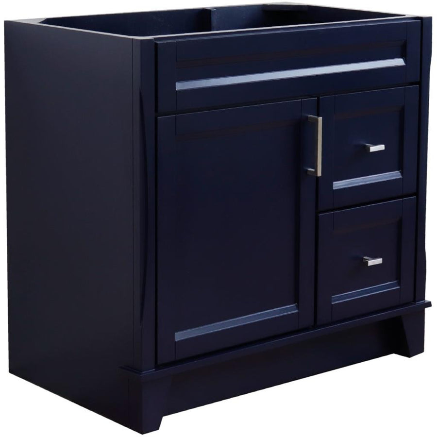 Bellaterra Home Terni 36" Blue Vanity, Door on Left, Cabinet Only Cabinet Only (No Top)#top-options_cabinet-only-(no-top)