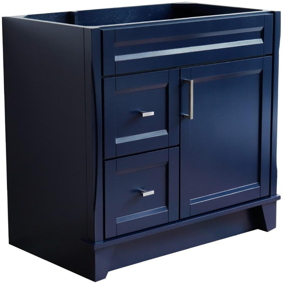 Bellaterra Home Terni 36" Blue Vanity, Door on Right, Cabinet Only Cabinet Only (No Top)#top-options_cabinet-only-(no-top)