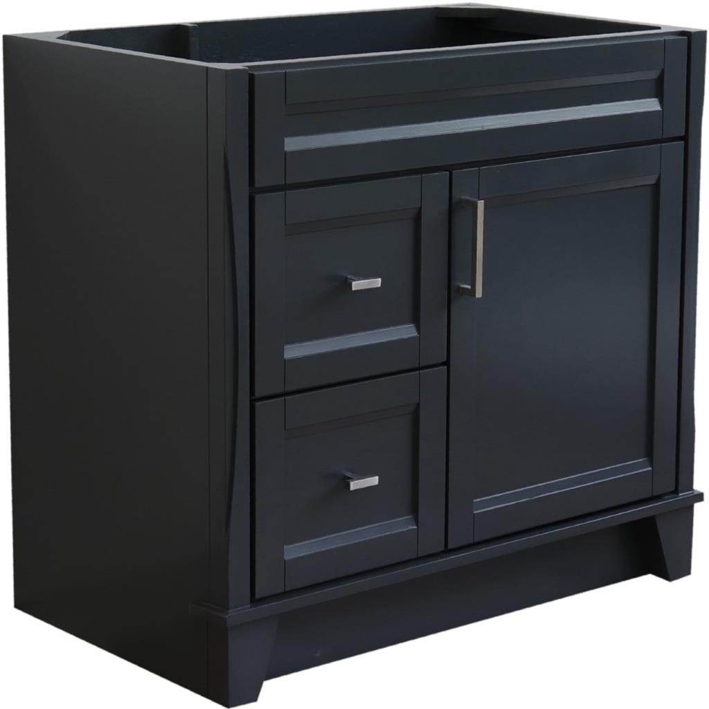 Bellaterra Terni 36" Single Vanity, Dark Gray, Cabinet Only, Right Drawers