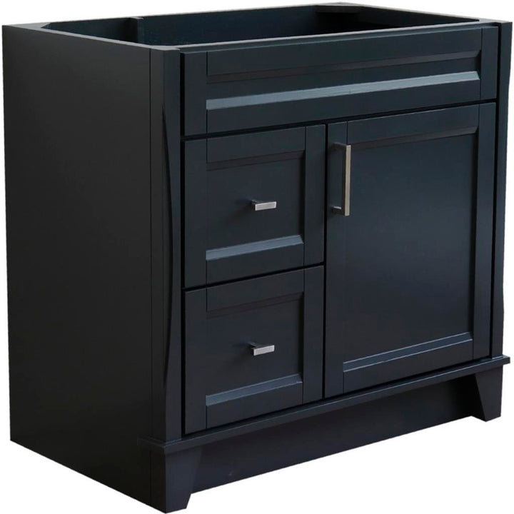 Bellaterra Terni 36" Single Vanity, Dark Gray, Cabinet Only, Right Drawers