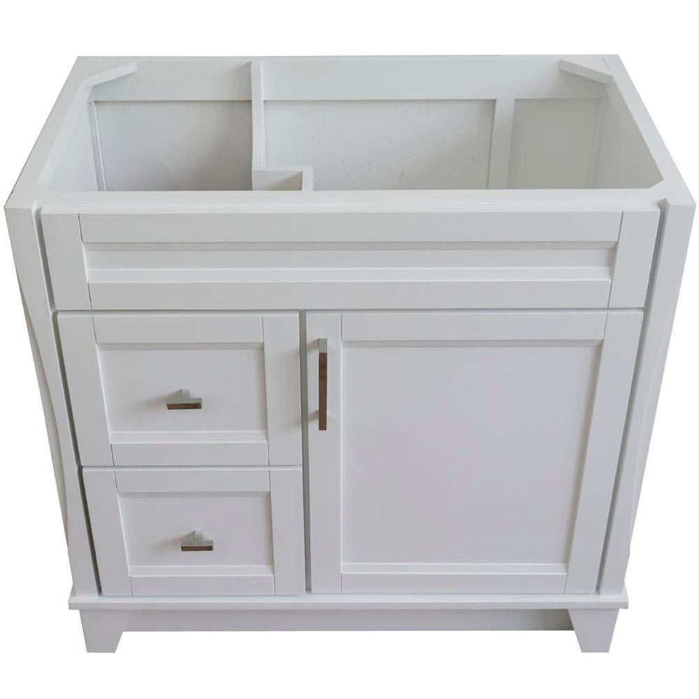 Bellaterra Terni 36" Single Vanity, White, Cabinet Only, Right Drawers