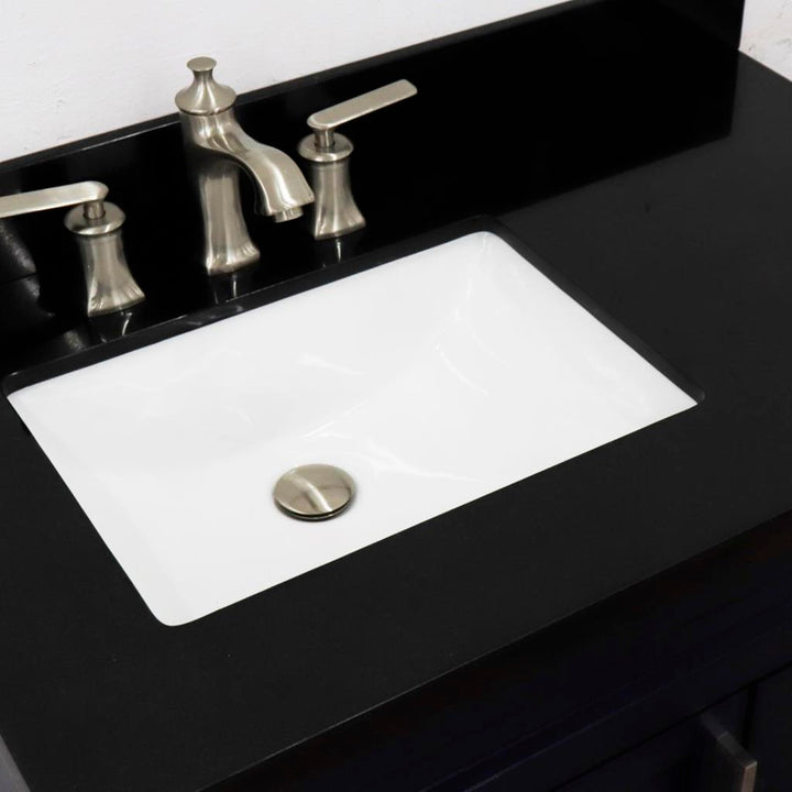 Bellaterra Terni 37" Single Vanity, Blue, Black Galaxy Granite Top, Left Door/Left Sink