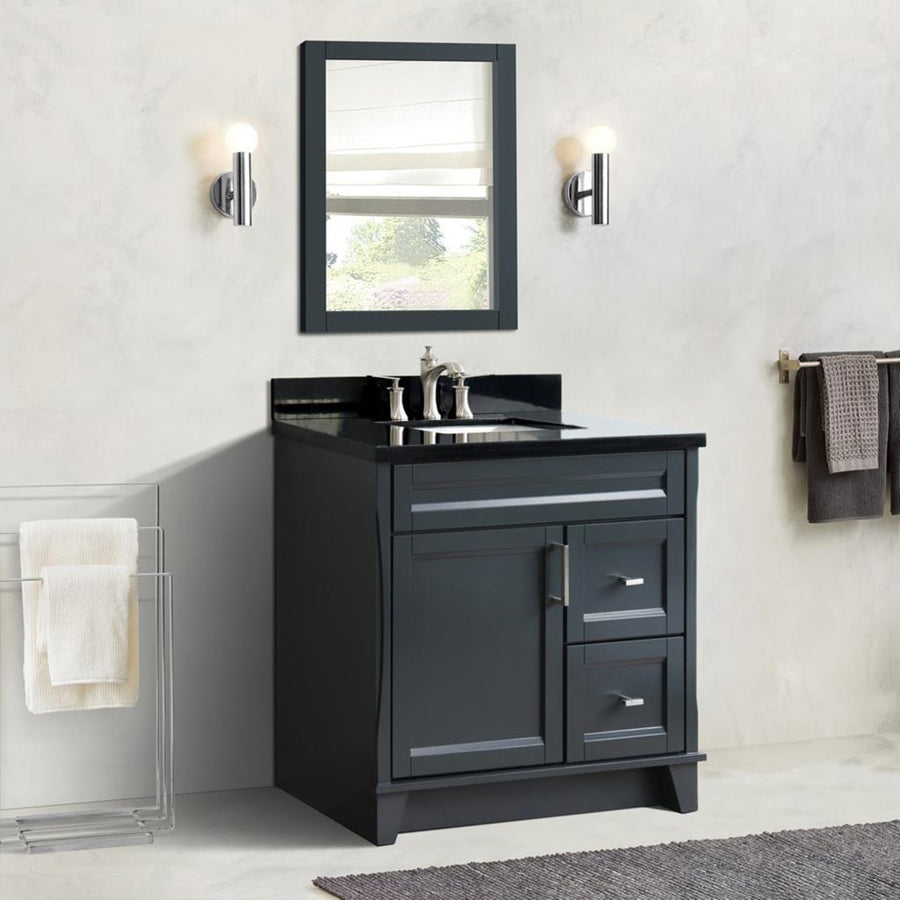 Bellaterra Home Terni 36" Dark Gray Vanity, Door on Left, Rectangle Sink on Center Black Galaxy Granite#top-options_black-galaxy-granite