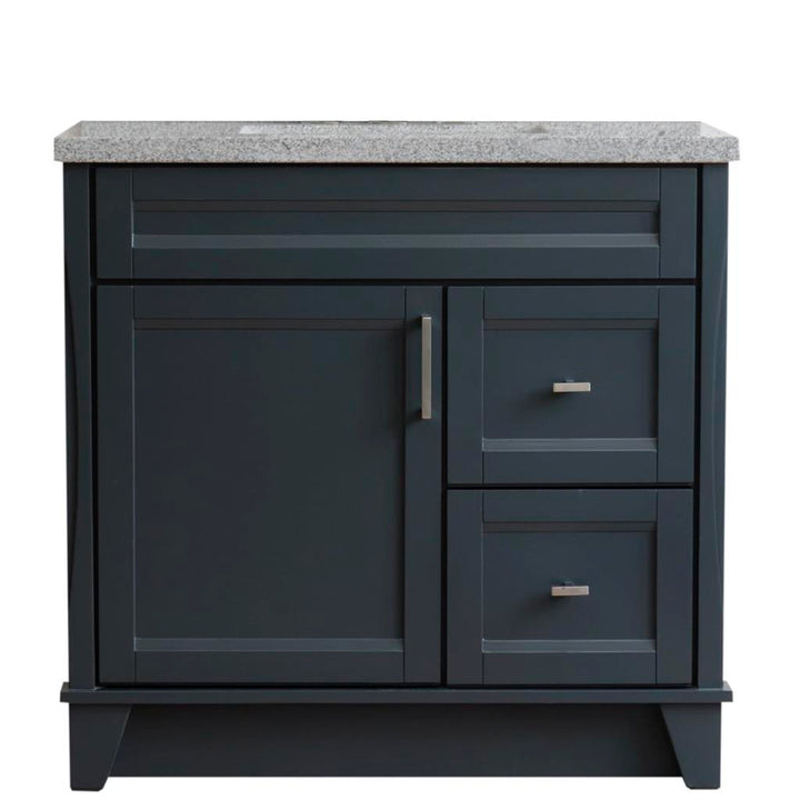 Bellaterra Terni 37" Single Vanity, Dark Gray, Gray Granite Top, Left Door/Center Sink