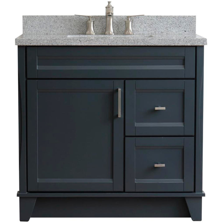 Bellaterra Terni 37" Single Vanity, Dark Gray, Gray Granite Top, Left Door/Center Sink