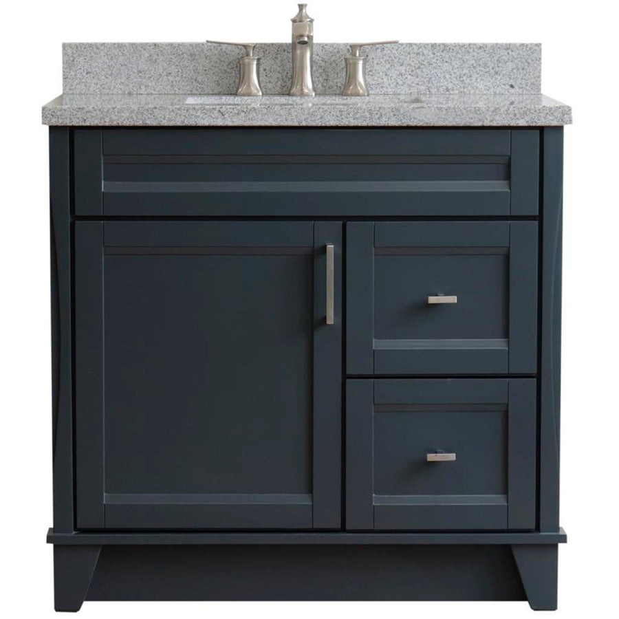 Bellaterra Terni 37" Single Vanity, Dark Gray, Gray Granite Top, Left Door/Center Sink