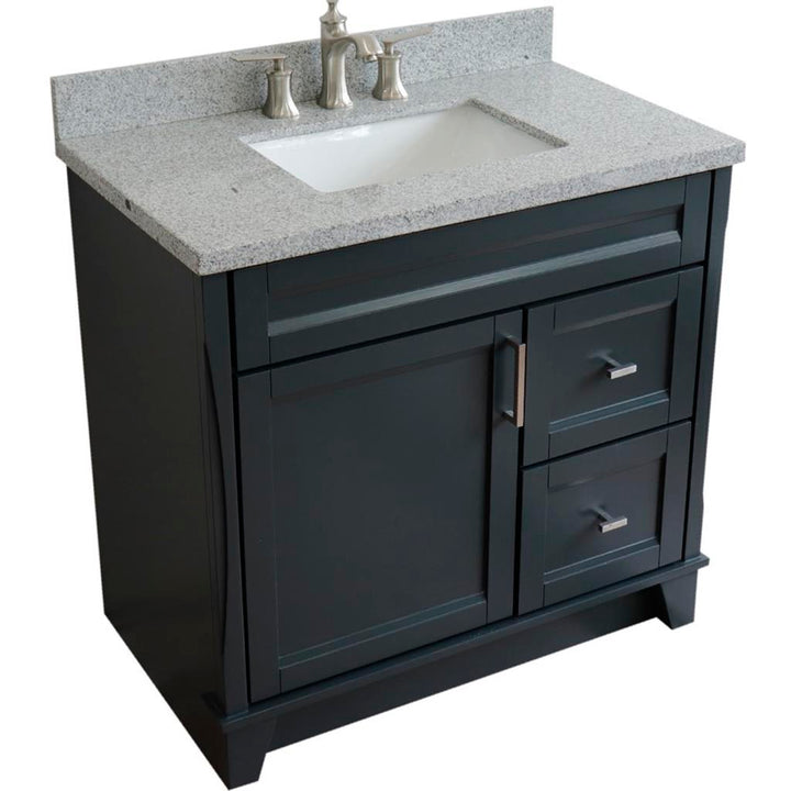 Bellaterra Terni 37" Single Vanity, Dark Gray, Gray Granite Top, Left Door/Center Sink