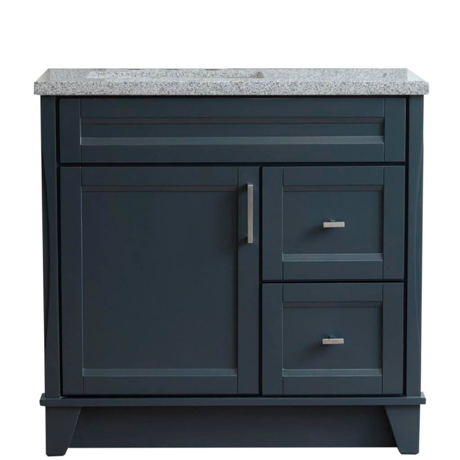 Bellaterra Terni 37" Single Vanity, Dark Gray, Gray Granite Top, Left Door/Left Sink