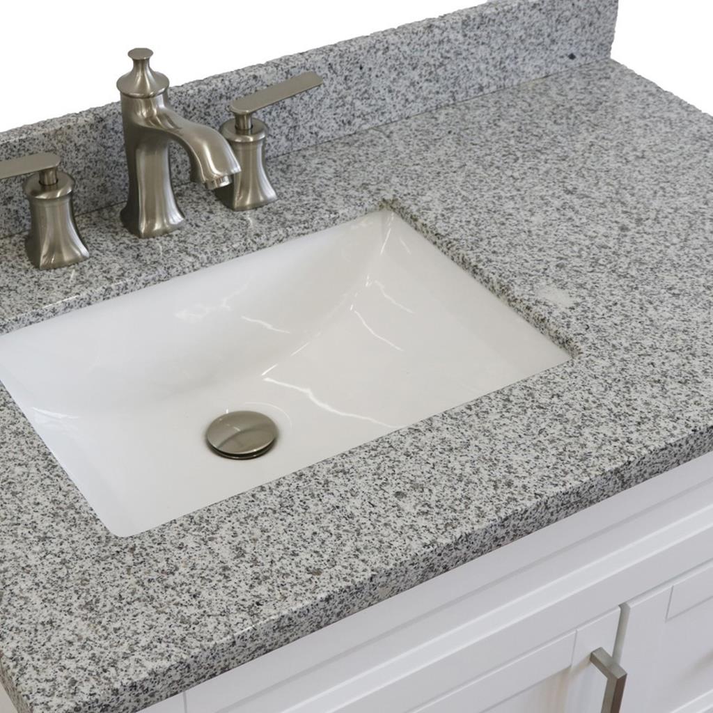 Bellaterra Terni 37" Single Vanity, White, Gray Granite Top, Left Door/Left Sink