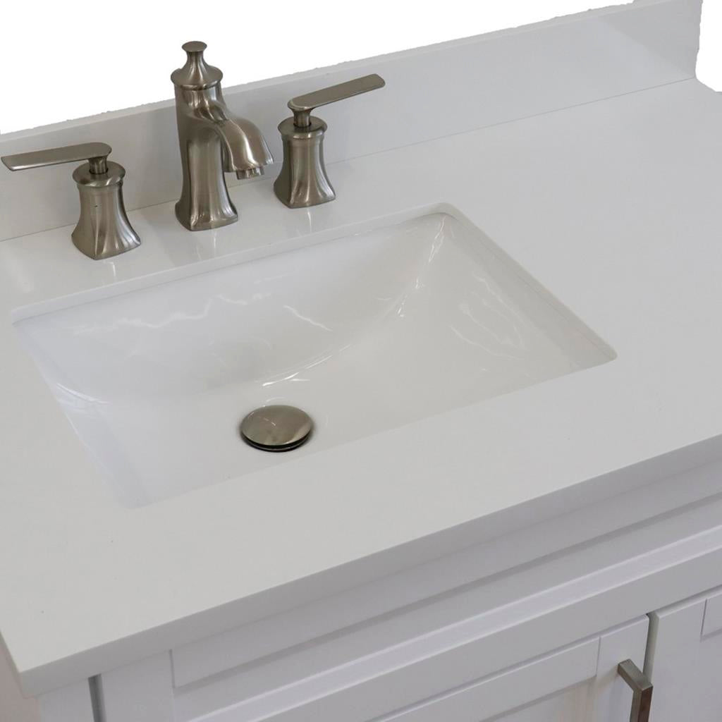 Bellaterra Terni 37" Single Vanity, White, White Quartz Top, Left Door/Left Sink