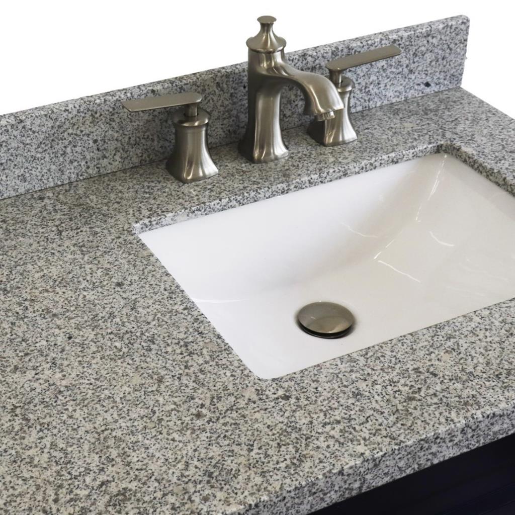 Bellaterra Terni 37" Single Vanity, Blue, Gray Granite Top/Left Rectangle Sink, Right Drawers