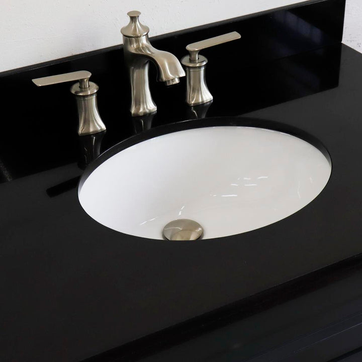 Bellaterra Terni 37" Single Vanity, Dark Gray, Black Galaxy Granite Top/Center Oval Sink, Right Drawers