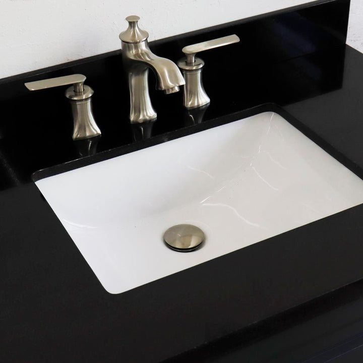 Bellaterra Terni 37" Single Vanity, Dark Gray, Black Galaxy Granite Top/Center Rectangle Sink, Right Drawers