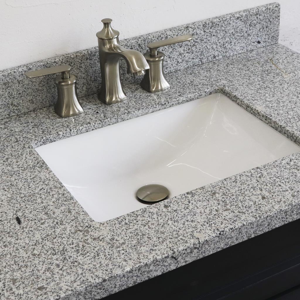 Bellaterra Terni 37" Single Vanity, Dark Gray, Gray Granite Top/Center Rectangle Sink, Right Drawers