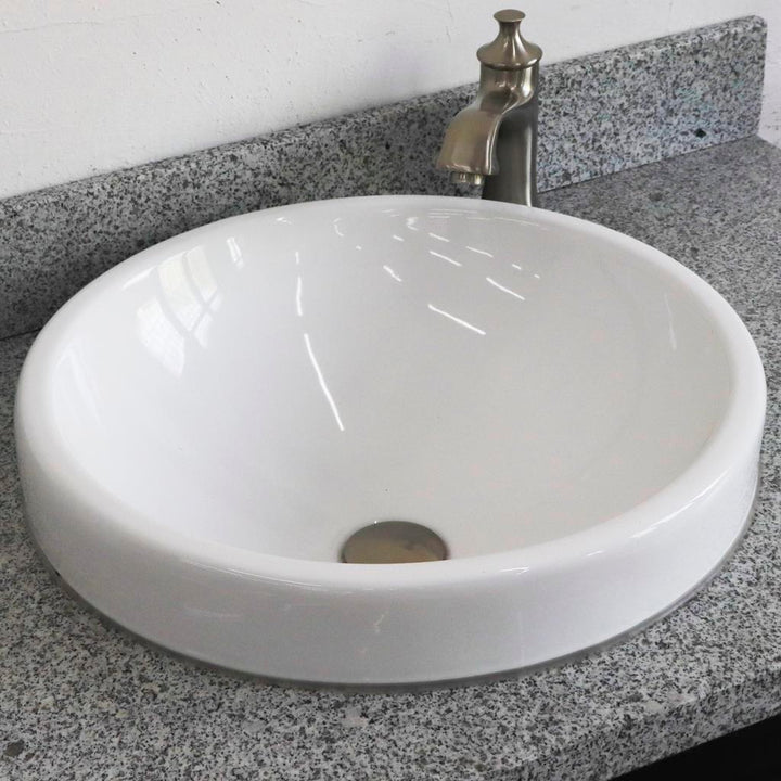 Bellaterra Terni 37" Single Vanity, Dark Gray, Gray Granite Top/Center Round Sink, Right Drawers