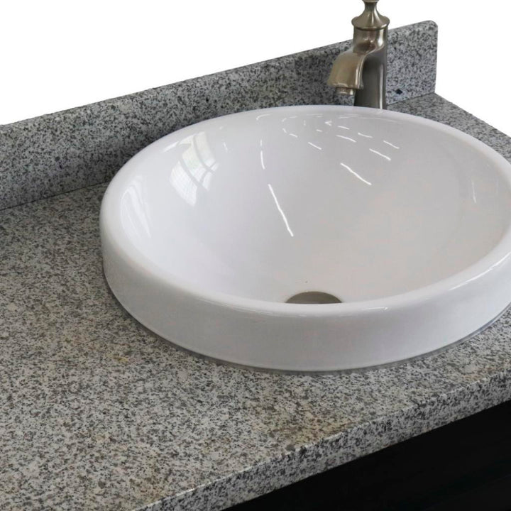 Bellaterra Terni 37" Single Vanity, Dark Gray, Gray Granite Top/Left Round Sink, Right Drawers