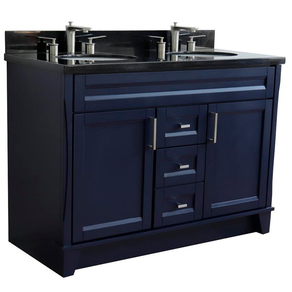 Bellaterra Home Terni 48" Blue Double Vanity, Oval Sink Black Galaxy Granite#top-options_black-galaxy-granite