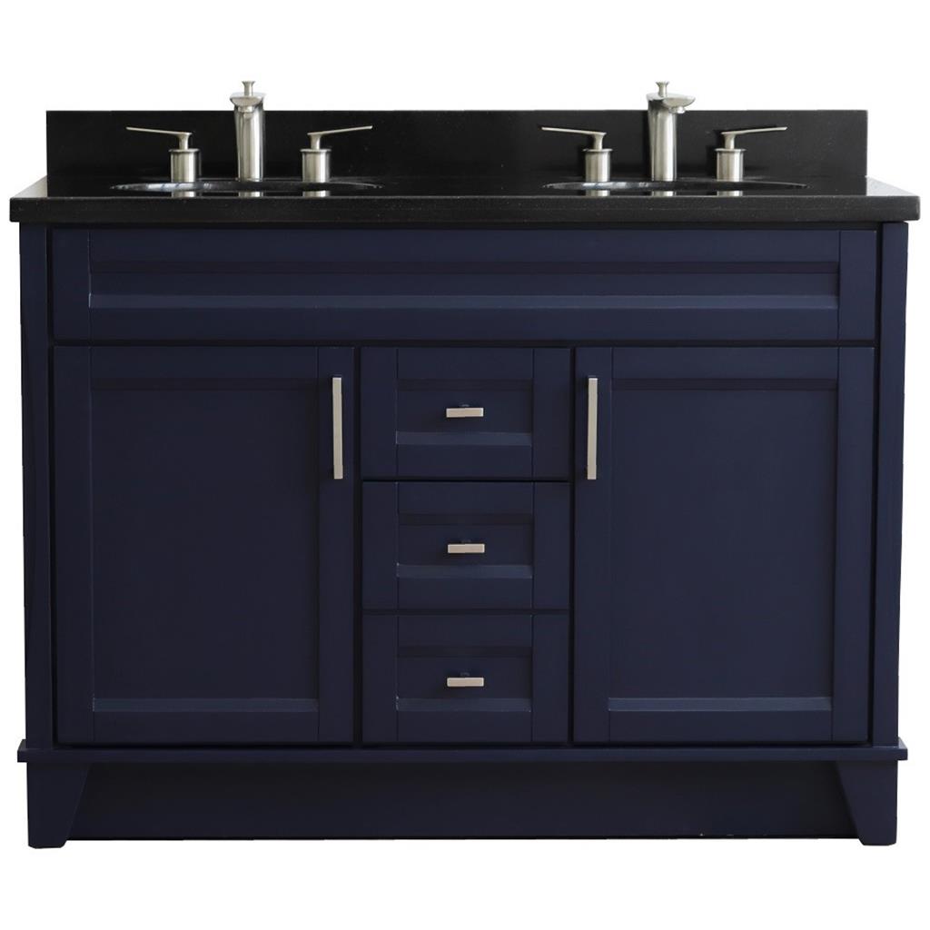 Bellaterra Terni 49" Double Vanity, Blue, Black Galaxy Granite Top/Oval Sink