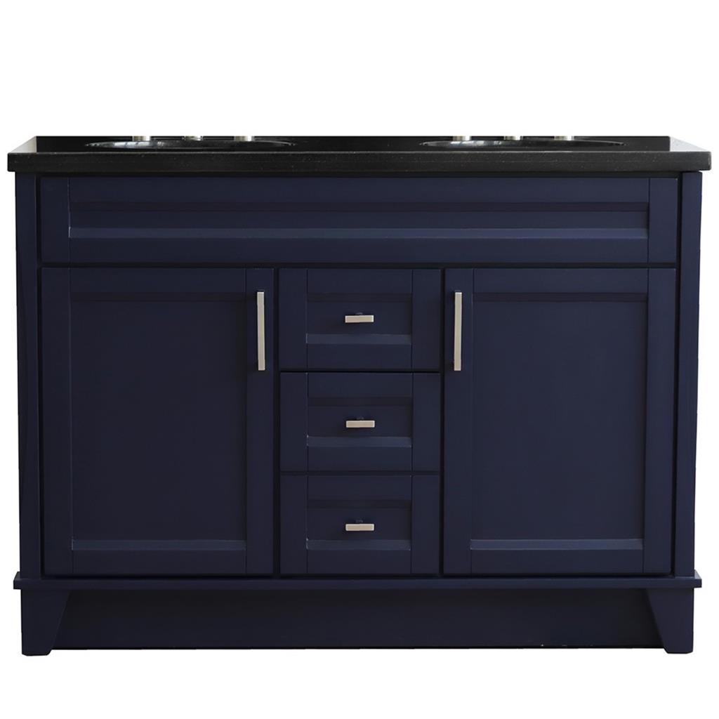 Bellaterra Terni 49" Double Vanity, Blue, Black Galaxy Granite Top/Oval Sink