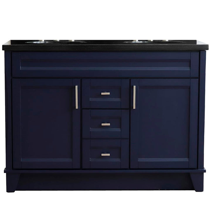 Bellaterra Terni 49" Double Vanity, Blue, Black Galaxy Granite Top/Oval Sink