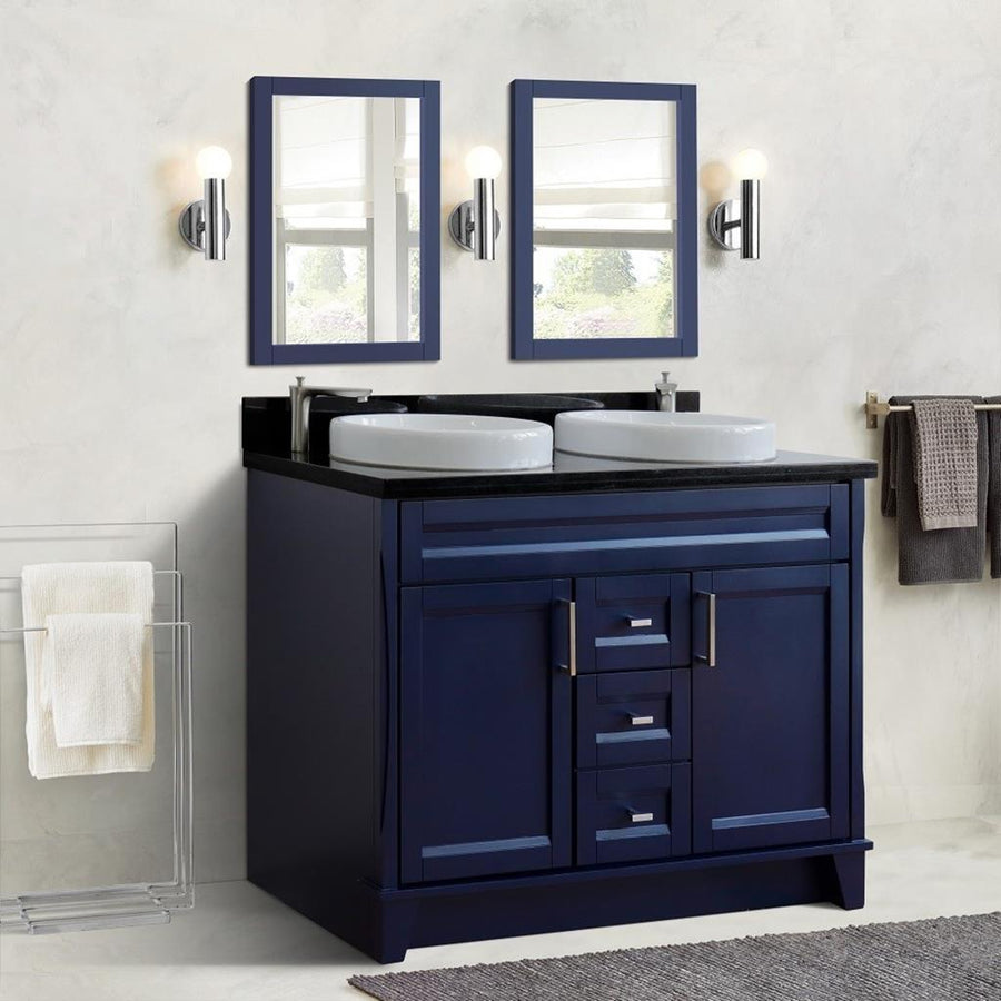 Bellaterra Home Terni 48" Blue Double Vanity, Round Sink Black Galaxy Granite#top-options_black-galaxy-granite