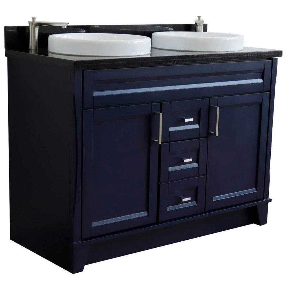 Bellaterra Home Terni 48" Blue Double Vanity, Round Sink Black Galaxy Granite#top-options_black-galaxy-granite