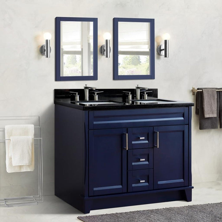 Bellaterra Home Terni 48" Blue Double Vanity, Rectangle Sink Black Galaxy Granite#top-options_black-galaxy-granite