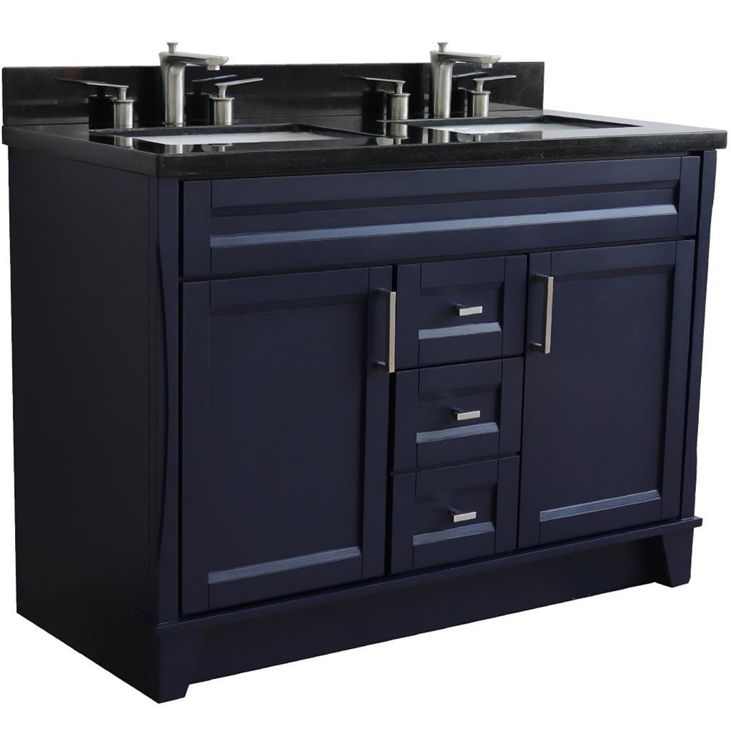 Bellaterra Home Terni 48" Blue Double Vanity, Rectangle Sink Black Galaxy Granite#top-options_black-galaxy-granite